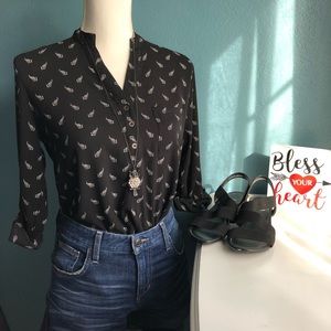Kaii Black Chiffon Blouse Size Small